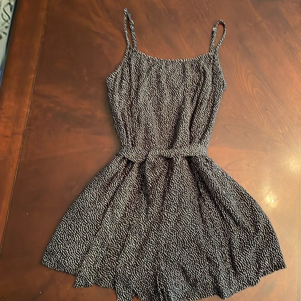 Abercrombie kids black patterned romper shorts, pockets, spaghetti straps, 15/16